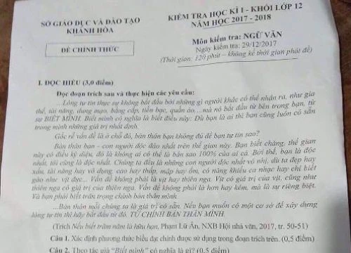 Nghi lộ đề Toán, Khánh Hòa cho học sinh dừng kiểm tra học kỳ