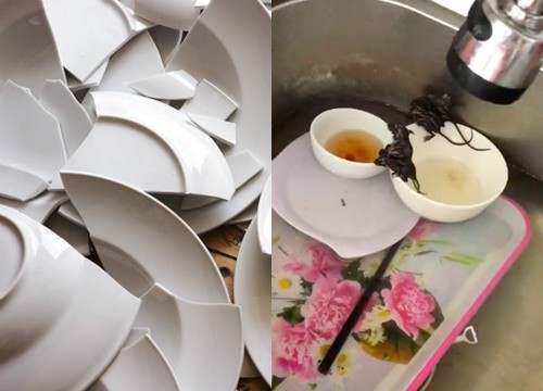Nhân viên phục vụ "làm màu" ôm đồm cả tá bát đĩa và cái kết