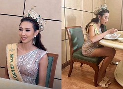 Rumored to buy Miss Grand, Miss Thuy Tien simply wears honeycomb sandals to eat dinner