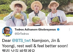 Suga, RM, and Jin (BTS) are wished by the Director General of the World Health Organization for an early recovery from COVID-19