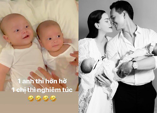 Hồ Ngọc Hà khoe khoảnh khắc cặp song sinh cười tươi như hoa