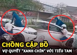 Wife &quot;ripe&quot; with minor tam, swinging on the roof of the hood, her husband continues to drive the car