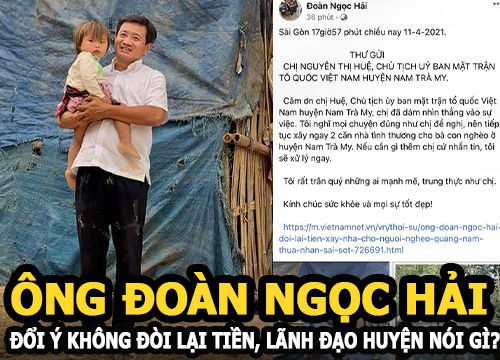 Ông Đoàn Ngọc Hải đổi ý không đòi lại tiền, lãnh đạo huyện nói gì?