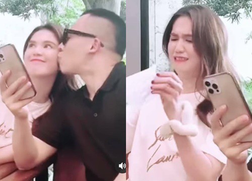 Cười nghiêng với phản ứng lo xa của Ngọc Trinh khi Vũ Khắc Tiệp hôn má