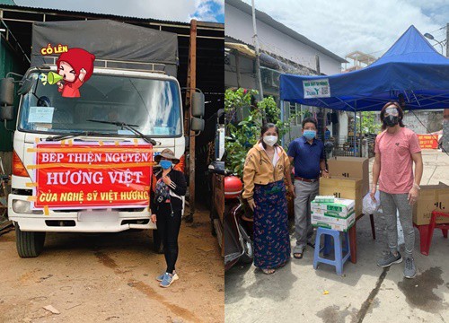 Bếp từ thiện của Việt Hương chuyển hàng tấn gạo, rau giữa đêm