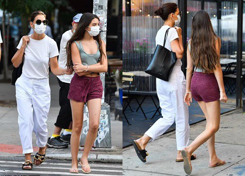 Suri Cruise shows off her model-like figure when walking down the street with her mother