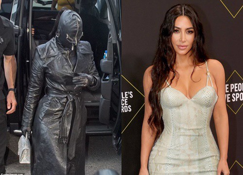 Kim Kardashian bịt kín như ninja bằng cây đồ da gây sốc