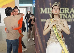 Miss Thien An and her father were touched when they saw them off at the airport on their way to Miss Grand International