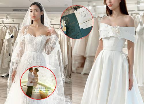 Do My Linh prepares 5 wedding dresses, 2 extremely luxurious versions of the wedding invitations with the bold style of the Monarch