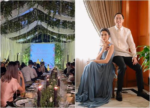 Tăng Thanh Hà diện váy cưới 'tình bể bình' bên ông xã, tổ chức tiệc kỷ niệm 10 năm ngày cưới