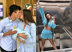 Goalkeeper wife Bui Tien Dung regained her neat shape, showing off her slim waist style after giving birth to her first son