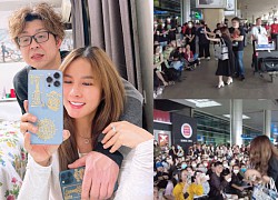 Duc Nhan and his wife were surrounded by fans at the airport when they officially returned to Vietnam to find their children