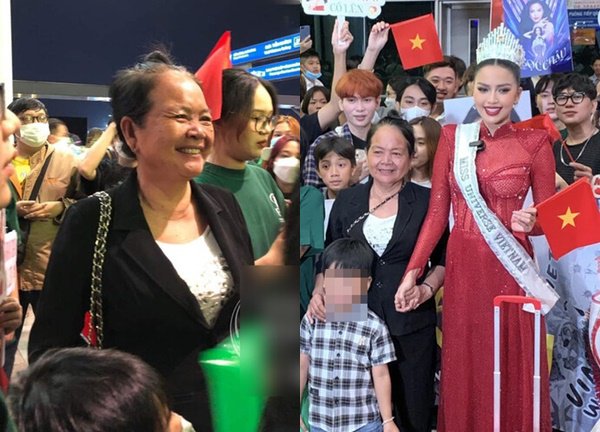 Ngoc Chau goes to Miss Universe contest: Her biological mother wears a vest to see her off, hoping her daughter will win the crown