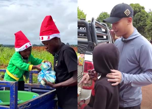 Team Quang Linh gây chấn động Angola: Lôi Con quên chú Tiến, hóa 'ông già Noel' cùng Lindo phát quà