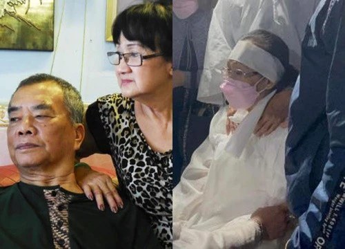 Vợ nghệ sĩ Thanh Tú thất thần, suy sụp trong tang lễ của chồng