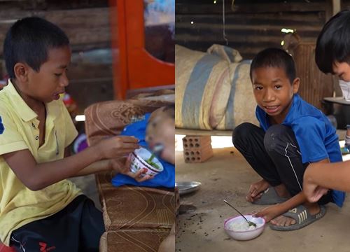 12-year-old boy picks bran, cuts firewood to feed the whole family of 5, painfully watching his father lying on the ground