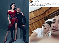 Tien Luat shows off his &quot;bed&quot; photo with Thu Trang, saying a sentence expressing 11-year marriage