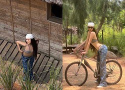 Ngoc Trinh ignores accusations of using fake goods, releasing a set of photos with an eye-catching pose