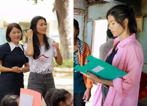 Trang Lạ và chồng bác sĩ đưa con gái đi làm từ thiện