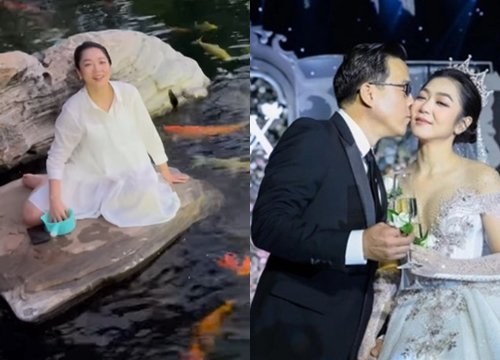 Hà Thanh Xuân lộ vòng 2 lớn sau đám cưới bạc tỷ,được "vua cá Koi" cưng như trứng mỏng