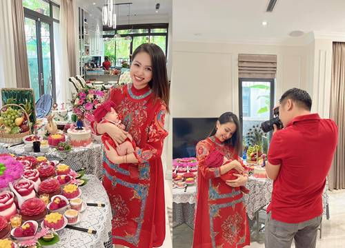 Vân Hugo cùng chồng doanh nhân làm tiệc đầy tháng cho con gái, hạnh phúc khi được làm mẹ