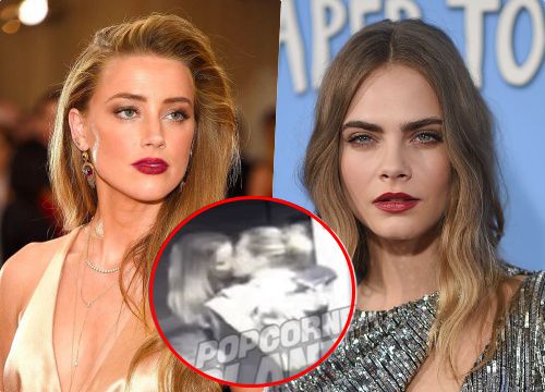 Amber Heard hôn say đắm người phụ nữ bí ẩn trong thang máy, nghi là "tình đồng giới" Cara Delevingne