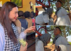 Thuy Tien shows off a series of charity moments in Africa: Quang Linh Vlogs escorted like a lover