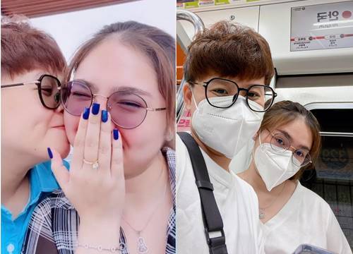 Thien Nhan shows off a photo of a same-sex lover hugging and kissing passionately in Korea amidst the noise with his family