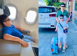 Nhat Kim Anh reunited with her ex-husband to take her son on a trip, looking at him with a lovely expression