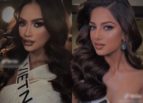 Ngọc Châu đổ bộ như tổng tài, Miss Universe giật mình vì nhan sắc như sinh đôi với HH Harnaaz Sandhu