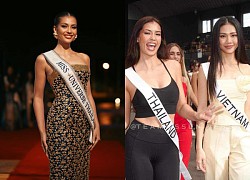 Miss Universe Thailand is beautiful when standing next to Bui Quynh Hoa, the only Asian representative in the top 5