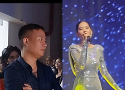 Nam Em sings on stage, the fiancé sits and listens with a strange expression, as if he is "criticizing" his future wife?