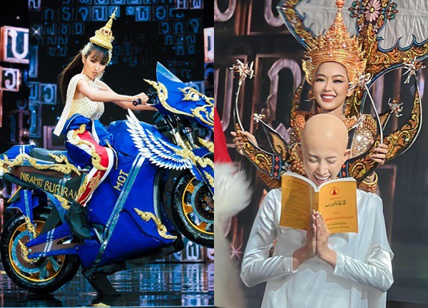 National Costume - Miss Grand Thái Lan: Lisa xuất hiện, người hóa trang thành con vật, kể hóa nhà sư