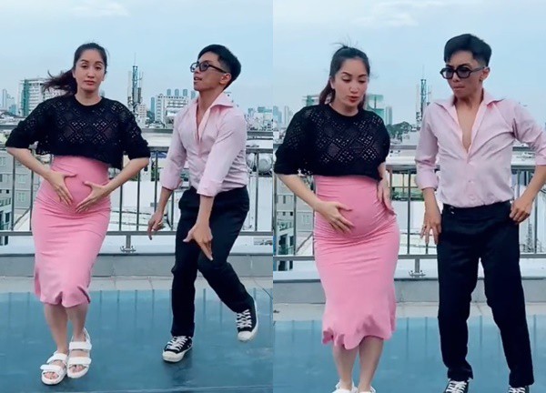 Khánh Thi say sưa 'bế bụng bầu' nhảy cùng chồng trẻ, khán giả lại thót tim
