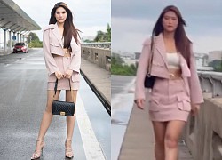 Miss Thien An wore a short skirt to show off her long and straight legs, netizens immediately pointed out the abnormality