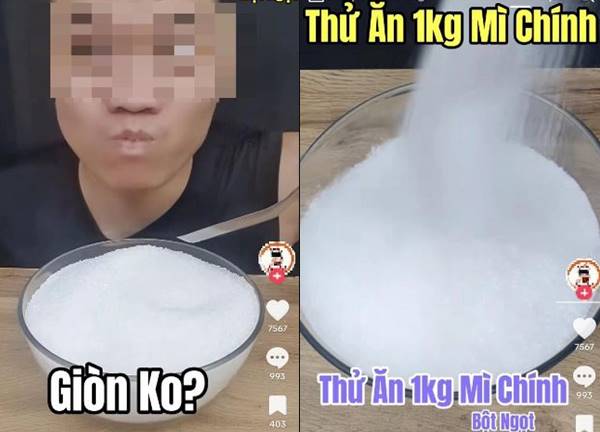 TikToker đăng clip ăn 1kg bột ngọt, bị CĐM ném đá vì câu view bất chấp sức khỏe