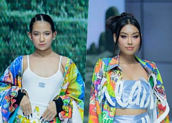 Bao Chau child model confidently catwalks with runner-up Thao Nhi Le