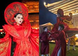 Pham Thoai pretending to be a girl, falling off a float, wearing a fashion show in Hoa Lu ancient capital is just a trick of designers?