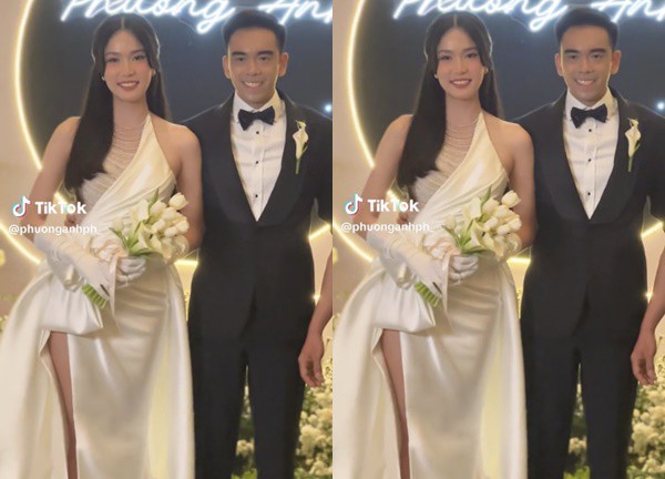 Cận nhan sắc Á hậu Phương Anh và chồng tiến sĩ trong hôn lễ: Cô dâu xinh xắn, chú rể có cử chỉ ngọt ngào