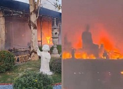 Ha Nam: The temple caught fire fiercely, the Buddha statue and interior were engulfed in flames