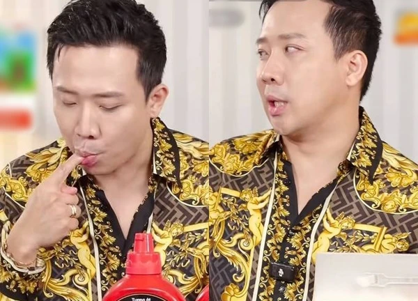 Tran Thanh's first livestream, sitting sucking his thumb, drinking milk, making Duong Lam lose face