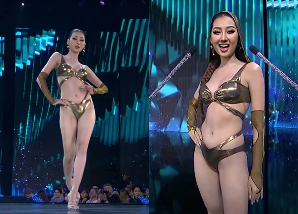 Hoa hậu Quế Anh trình diễn áo tắm ở bán kết Miss Grand International