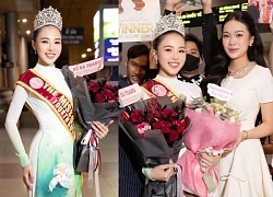 The Miss Globe 2024: Do Ha Trang wears elegant ao dai to return home, fans surround the airport