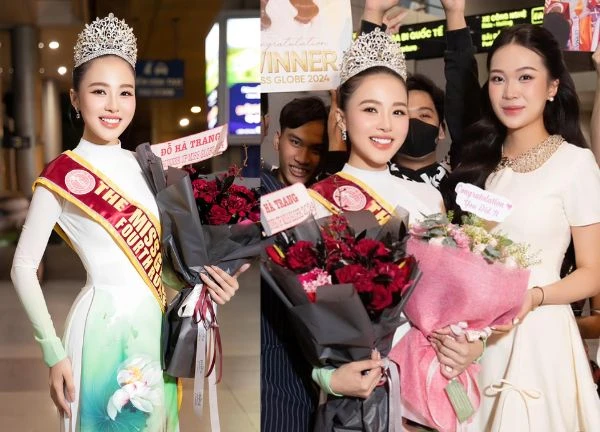 The Miss Globe 2024: Đỗ Hà Trang diện áo dài nền nã về nước, fan vây kín sân bay