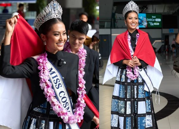 Miss Cosmo 2024 về quê nhà Indonesia sau 2 tháng ở Việt Nam, sân bay "vỡ trận"