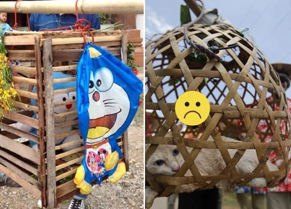 Doraemon bị nhốt vào lồng, tế cầu mưa, dân Thái nói lý do gây choáng?