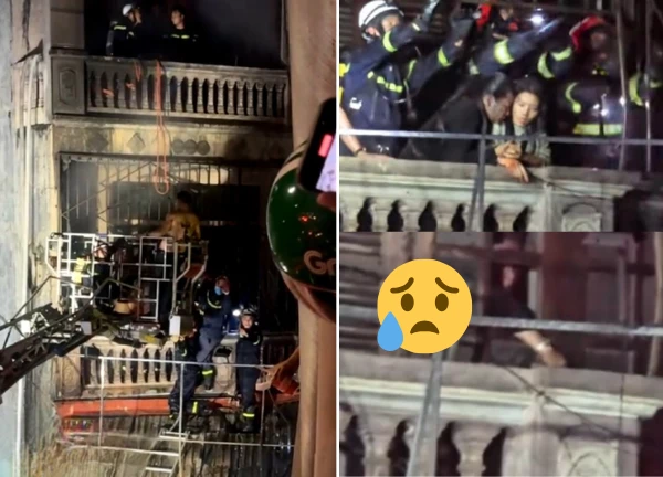 Clip of rescuing people trapped on the balcony of a burning coffee shop in Hanoi has gone viral, netizens feel sorry