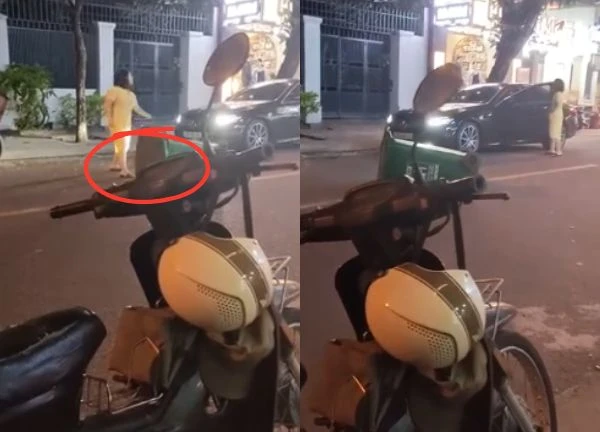 Mercedes female driver kicks trash can onto street: Office owner, restaurant opposite is upset