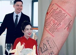 The U50 groom disregarded the controversy and tattooed the marriage certificate and plane ticket on his hand