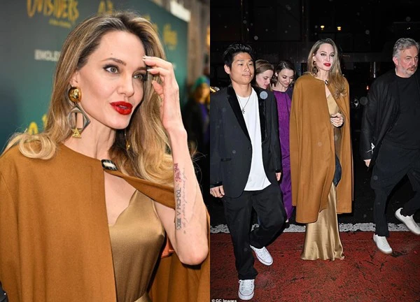 Angelina Jolie xuất hiện tươi tắn bên Pax Thiên, khoe hình xăm đầy ẩn ý